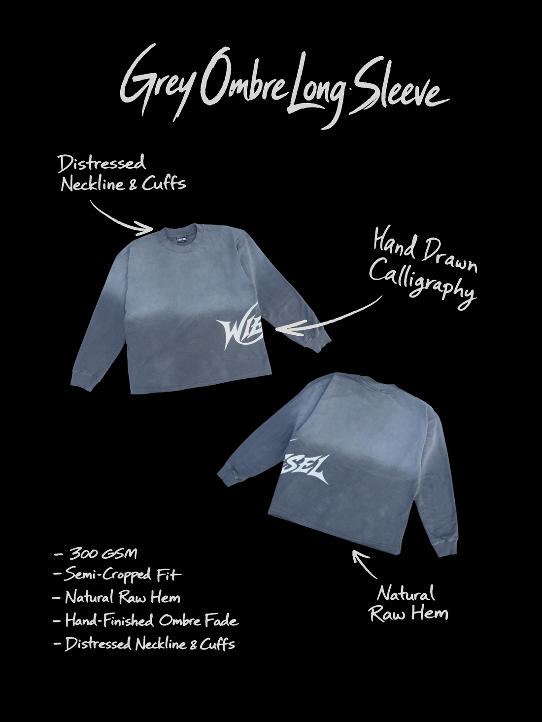 Distressed ombre long sleeve